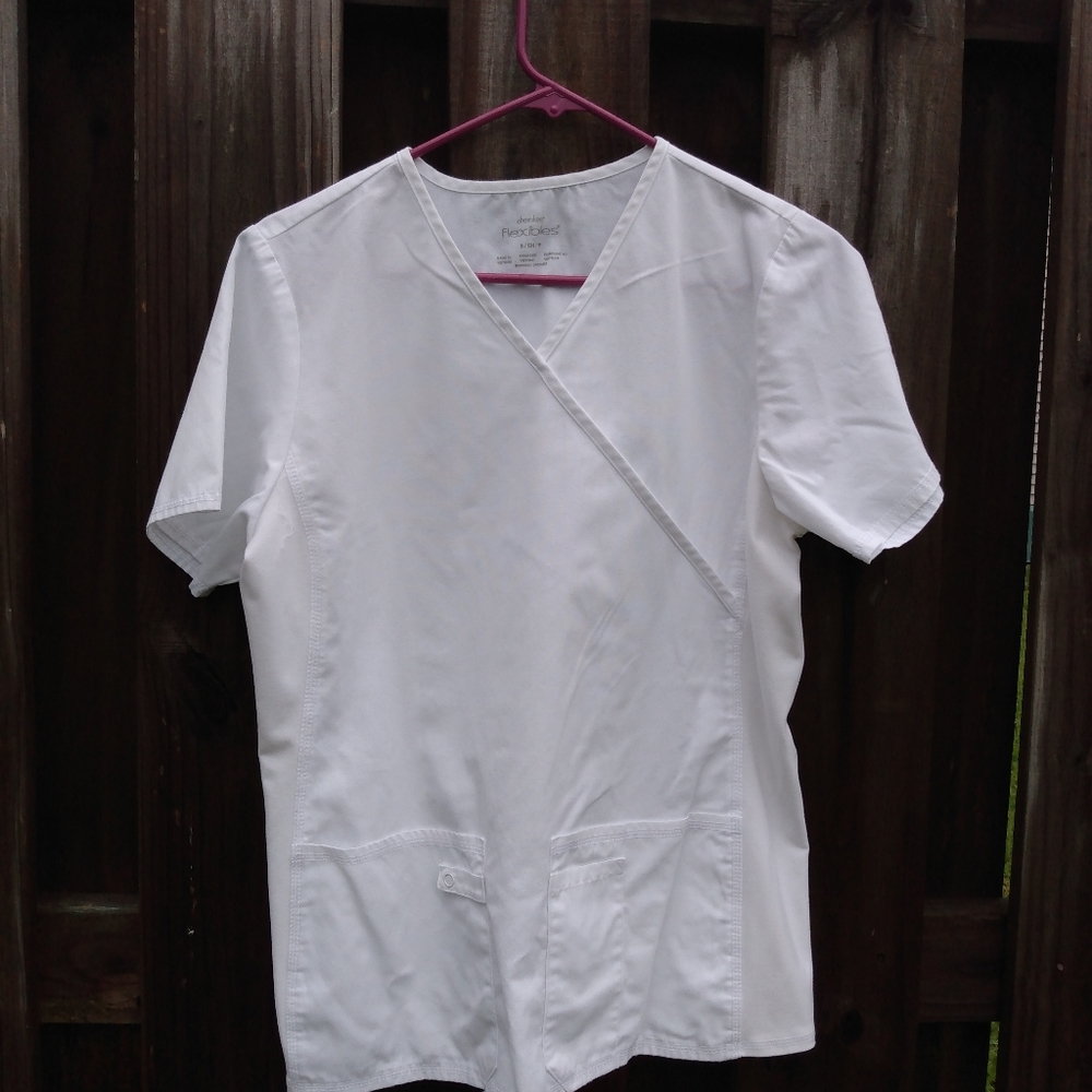 White scrub top size small